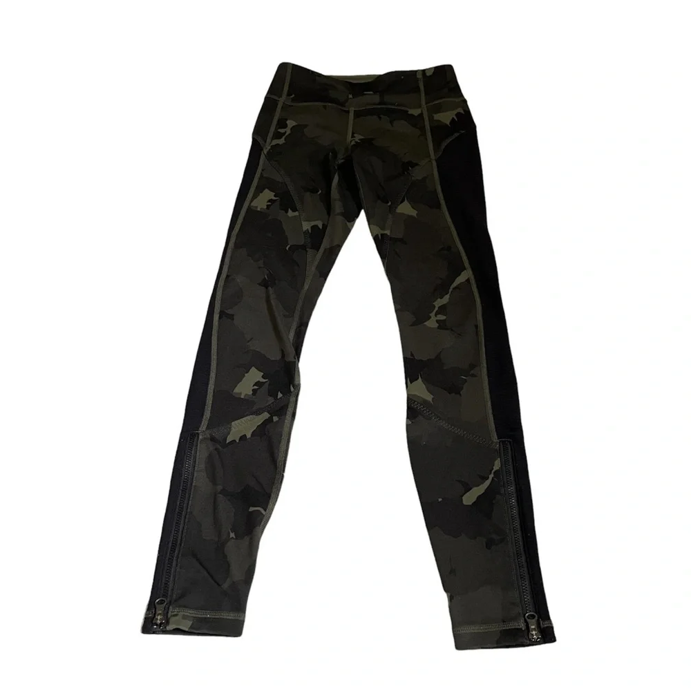 Lululemon 2 patience pant Palm party fatigue black green camo luon leggings zip - Picture 2 of 12